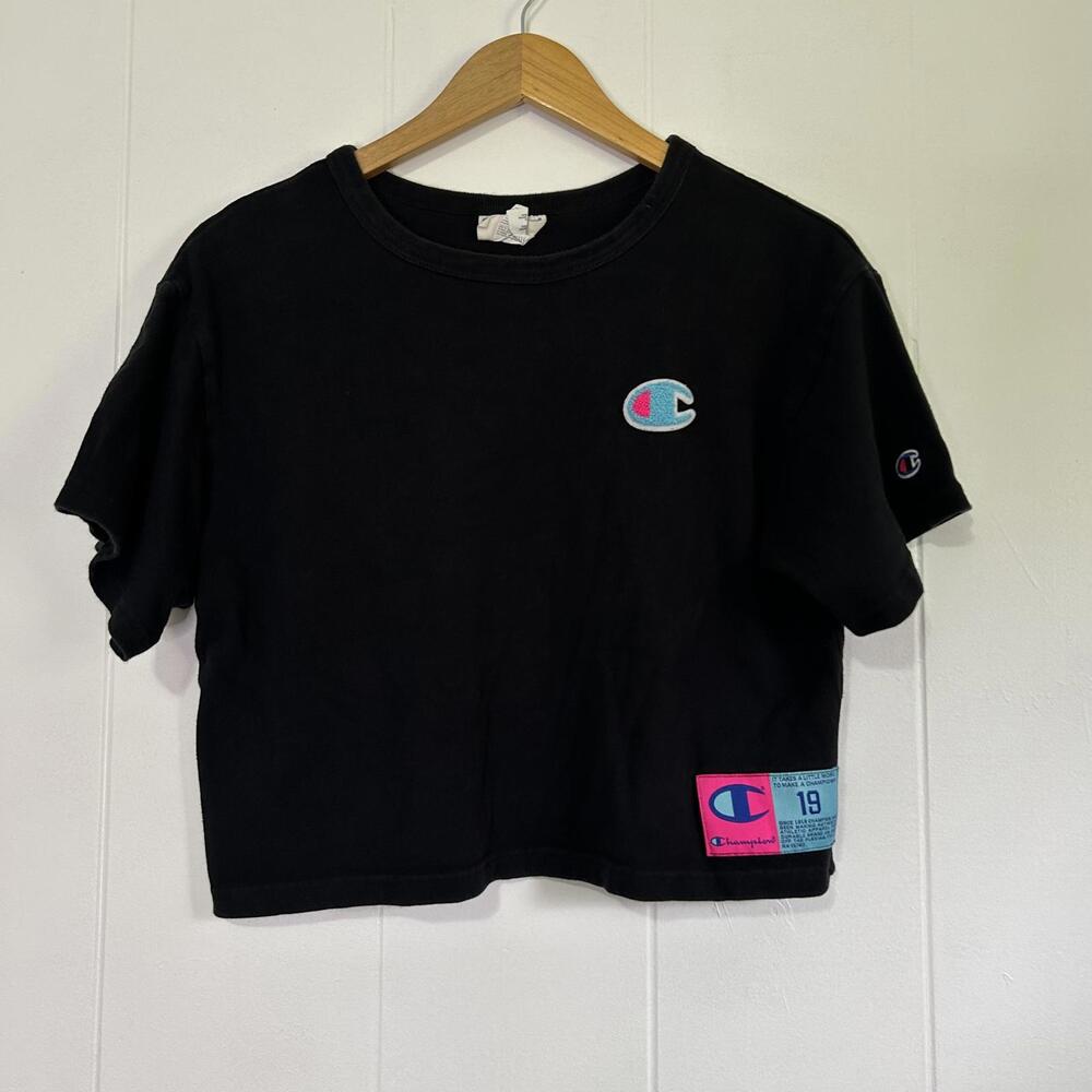 Champion Textured Reverse Weave Short Sleeve T-Shirt Crop Top Women's Medium